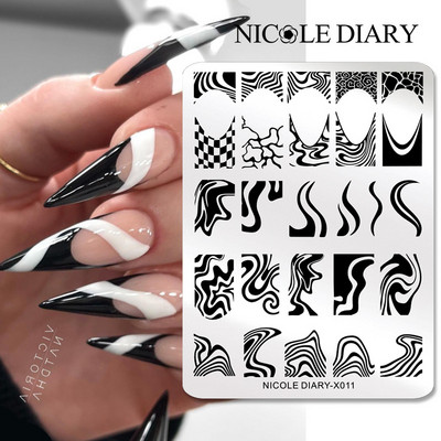 NICOLE DIARY Πλάκες σφράγισης πεταλούδας νυχιών λουλουδιών λουλουδιών με λουλούδια με στένσιλ Πρότυπο σφραγίδας νυχιών Εργαλείο εκτύπωσης νυχιών