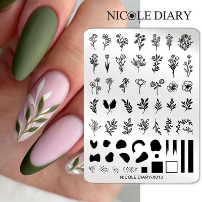 NICOLE DIARY Πλάκες σφράγισης πεταλούδας νυχιών λουλουδιών λουλουδιών με λουλούδια με στένσιλ Πρότυπο σφραγίδας νυχιών Εργαλείο εκτύπωσης νυχιών