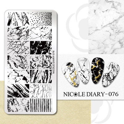 NICOLE DIARY Πλάκες σφράγισης πεταλούδας νυχιών λουλουδιών λουλουδιών με λουλούδια με στένσιλ Πρότυπο σφραγίδας νυχιών Εργαλείο εκτύπωσης νυχιών
