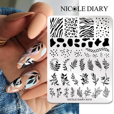NICOLE DIARY Πλάκες σφράγισης πεταλούδας νυχιών λουλουδιών λουλουδιών με λουλούδια με στένσιλ Πρότυπο σφραγίδας νυχιών Εργαλείο εκτύπωσης νυχιών