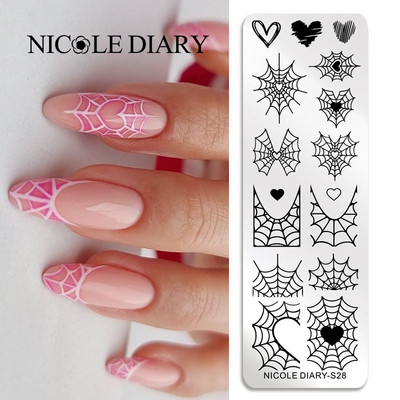 NICOLE DIARY Πλάκες σφράγισης πεταλούδας νυχιών λουλουδιών λουλουδιών με λουλούδια με στένσιλ Πρότυπο σφραγίδας νυχιών Εργαλείο εκτύπωσης νυχιών