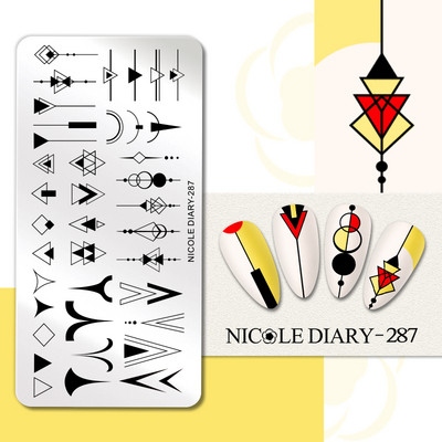 NICOLE DIARY Πλάκες σφράγισης πεταλούδας νυχιών λουλουδιών λουλουδιών με λουλούδια με στένσιλ Πρότυπο σφραγίδας νυχιών Εργαλείο εκτύπωσης νυχιών