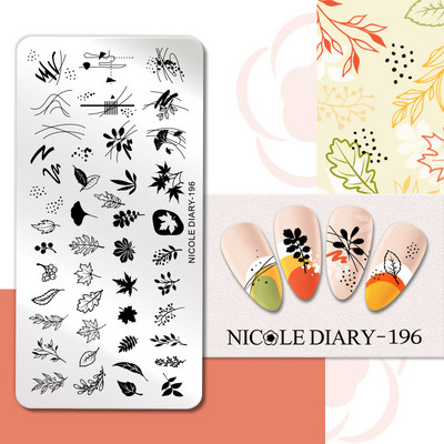 NICOLE DIARY Πλάκες σφράγισης πεταλούδας νυχιών λουλουδιών λουλουδιών με λουλούδια με στένσιλ Πρότυπο σφραγίδας νυχιών Εργαλείο εκτύπωσης νυχιών