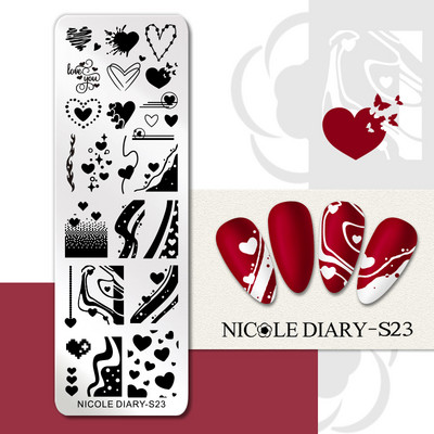 NICOLE DIARY Πλάκες σφράγισης πεταλούδας νυχιών λουλουδιών λουλουδιών με λουλούδια με στένσιλ Πρότυπο σφραγίδας νυχιών Εργαλείο εκτύπωσης νυχιών