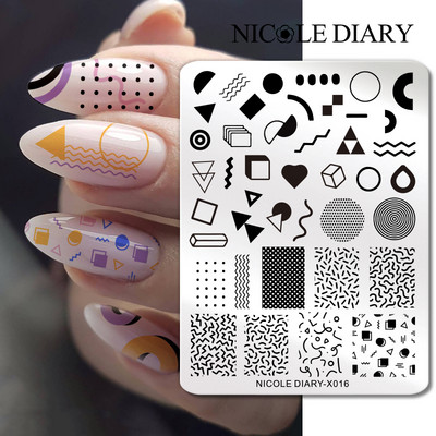 NICOLE DIARY Πλάκες σφράγισης πεταλούδας νυχιών λουλουδιών λουλουδιών με λουλούδια με στένσιλ Πρότυπο σφραγίδας νυχιών Εργαλείο εκτύπωσης νυχιών