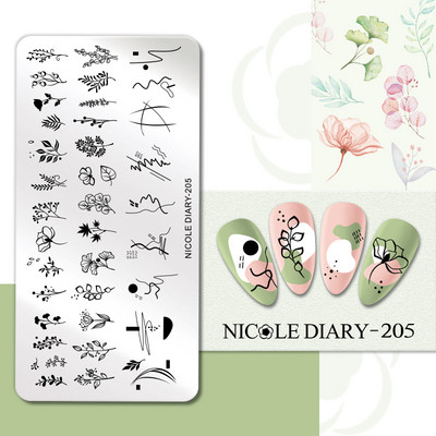 NICOLE DIARY Πλάκες σφράγισης πεταλούδας νυχιών λουλουδιών λουλουδιών με λουλούδια με στένσιλ Πρότυπο σφραγίδας νυχιών Εργαλείο εκτύπωσης νυχιών
