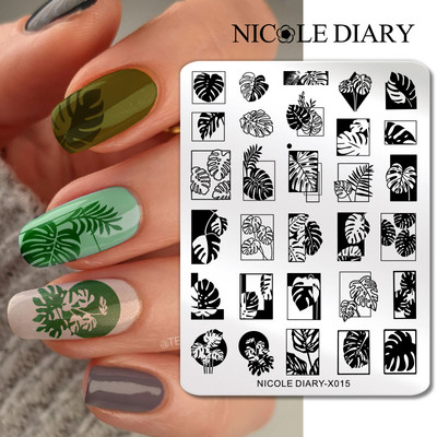DNEVNIK NICOLE Leptir Nail Art Stamping Ploča Geometrija Valovita linija Predlošci za crtanje Flower Pečat Nail Charms Kalup za šablone