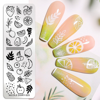 DNEVNIK NICOLE Leptir Nail Art Stamping Ploča Geometrija Valovita linija Predlošci za crtanje Flower Pečat Nail Charms Kalup za šablone
