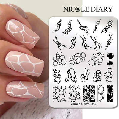 DNEVNIK NICOLE Leptir Nail Art Stamping Ploča Geometrija Valovita linija Predlošci za crtanje Flower Pečat Nail Charms Kalup za šablone