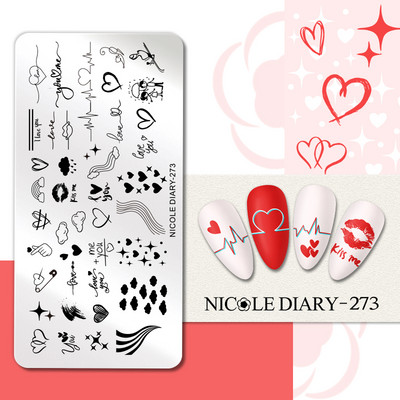 DNEVNIK NICOLE Leptir Nail Art Stamping Ploča Geometrija Valovita linija Predlošci za crtanje Flower Pečat Nail Charms Kalup za šablone