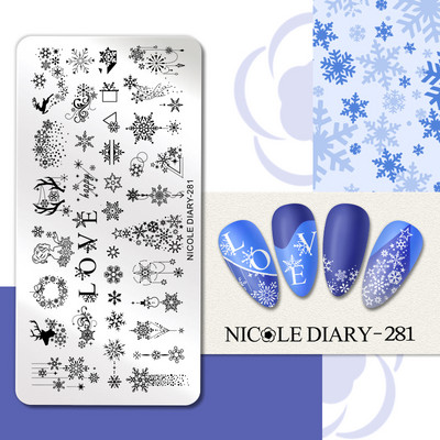 DNEVNIK NICOLE Leptir Nail Art Stamping Ploča Geometrija Valovita linija Predlošci za crtanje Flower Pečat Nail Charms Kalup za šablone