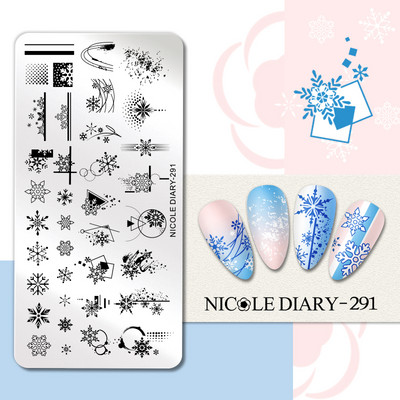 DNEVNIK NICOLE Leptir Nail Art Stamping Ploča Geometrija Valovita linija Predlošci za crtanje Flower Pečat Nail Charms Kalup za šablone