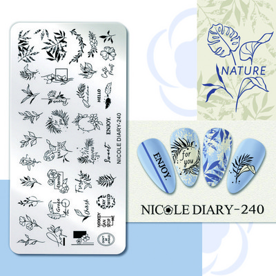 DNEVNIK NICOLE Leptir Nail Art Stamping Ploča Geometrija Valovita linija Predlošci za crtanje Flower Pečat Nail Charms Kalup za šablone