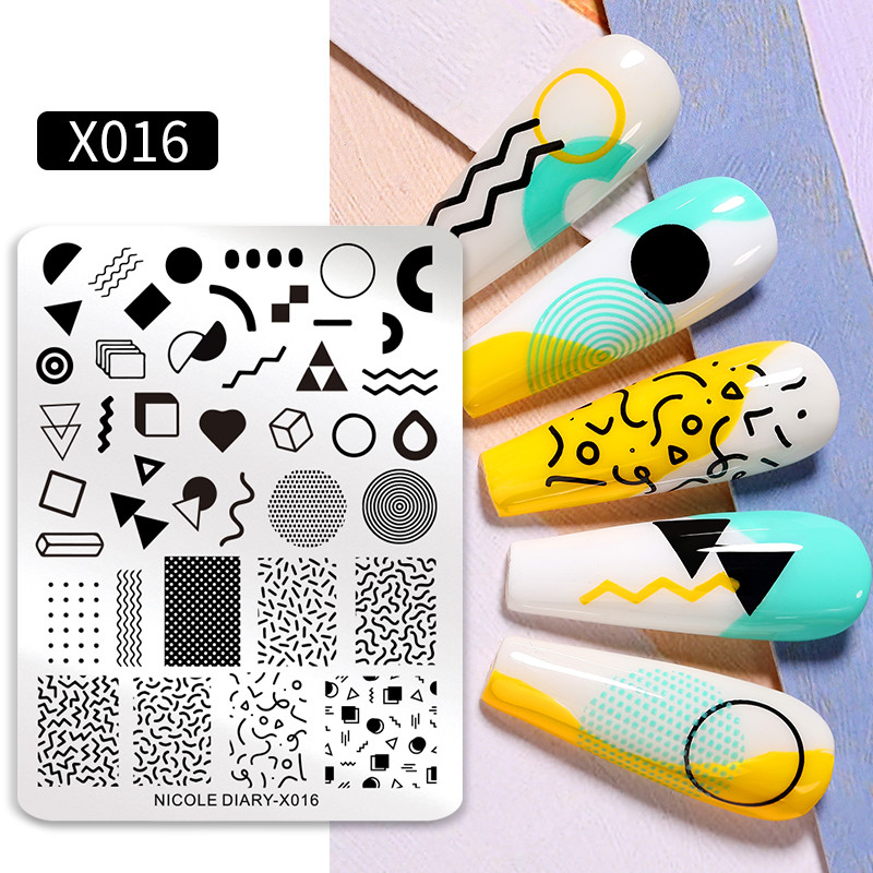 DNEVNIK NICOLE Leptir Nail Art Stamping Ploča Geometrija Valovita linija Predlošci za crtanje Flower Pečat Nail Charms Kalup za šablone