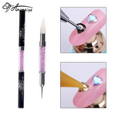 ANGNYA 1Gb Metāla rokturis Rhinestones, dubultā urbjmašīnas zīmulis, zīmulis, nagu instrumenti, punktēšanas mākslas piederumi.