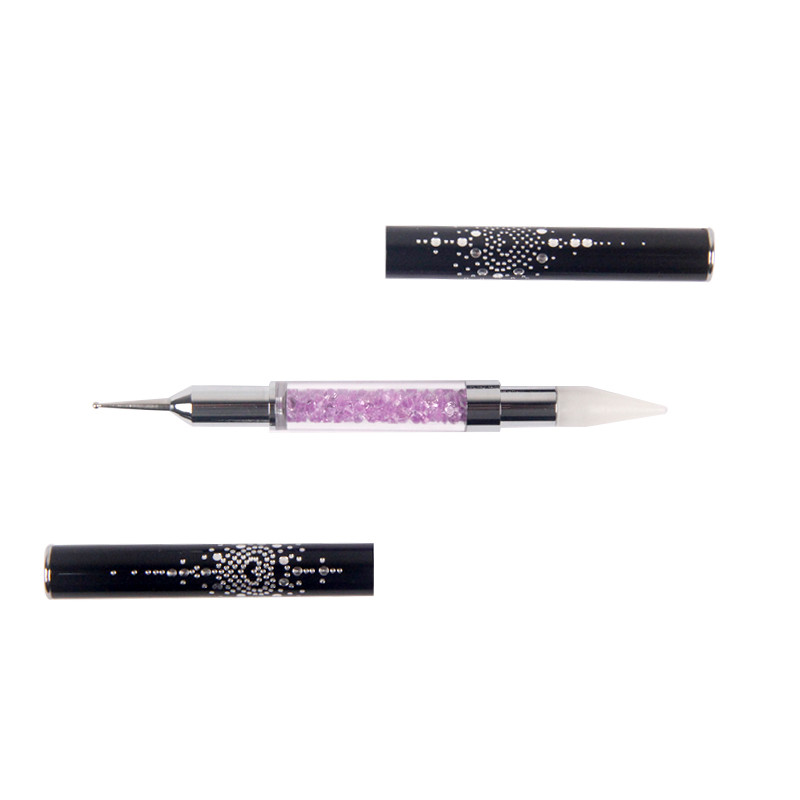 ANGNYA 1Gb Metāla rokturis Rhinestones, dubultā urbjmašīnas zīmulis, zīmulis, nagu instrumenti, punktēšanas mākslas piederumi.