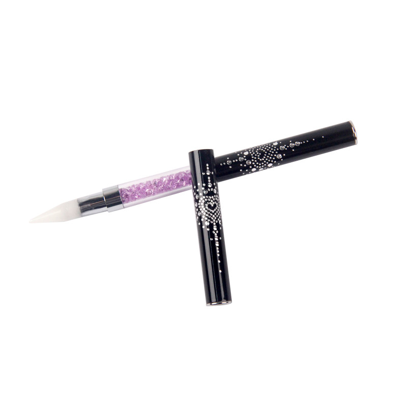 ANGNYA 1Gb Metāla rokturis Rhinestones, dubultā urbjmašīnas zīmulis, zīmulis, nagu instrumenti, punktēšanas mākslas piederumi.