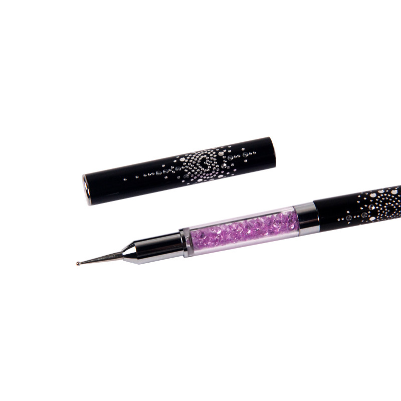 ANGNYA 1Gb Metāla rokturis Rhinestones, dubultā urbjmašīnas zīmulis, zīmulis, nagu instrumenti, punktēšanas mākslas piederumi.