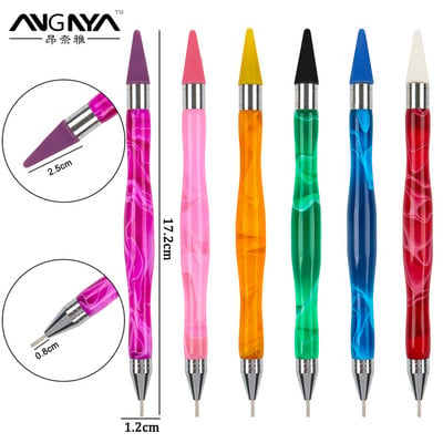 ANGNYA Dual-ended Silicone Head Nail Art Dotting Pencil Crystal Rhinestone Picker Applicator Nail Supplies and tools