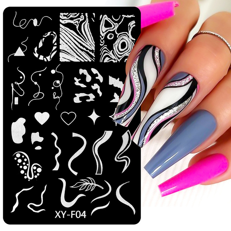 Pavasara ziedi nagu apzīmogošanas plāksnes ķiršu zieds vasaras margrietiņa ziedu tauriņš DIY nagu dizains attēlu zīmogu veidnes trafarets