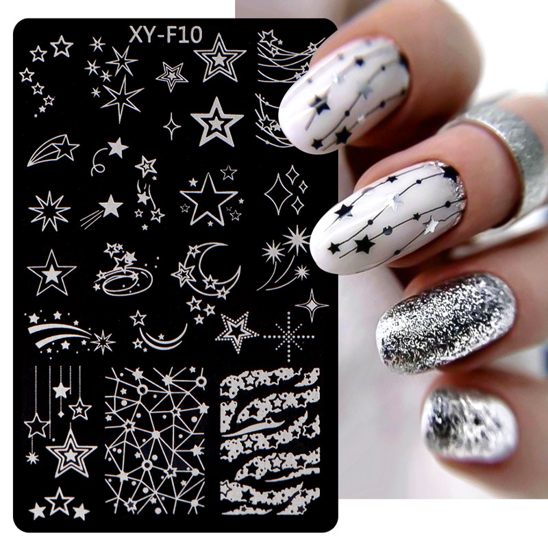 Pavasara ziedi nagu apzīmogošanas plāksnes ķiršu zieds vasaras margrietiņa ziedu tauriņš DIY nagu dizains attēlu zīmogu veidnes trafarets