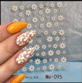 Nail Art Flower Daisy Embossed Stickers Glisoare pentru unghii Decalcomani Daisy Alb Florale Petale Flori Lipici pe spate Autocolant pentru unghii Decorare