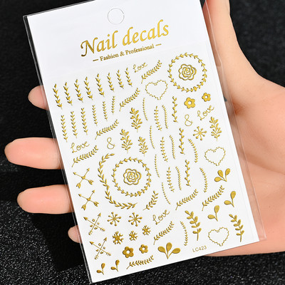 Nail Art Flower Daisy Embossed Stickers Glisoare pentru unghii Decalcomani Daisy Alb Florale Petale Flori Lipici pe spate Autocolant pentru unghii Decorare