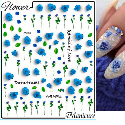 Nail Art Flower Daisy Embossed Stickers Glisoare pentru unghii Decalcomani Daisy Alb Florale Petale Flori Lipici pe spate Autocolant pentru unghii Decorare