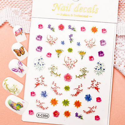 Nail Art Flower Daisy Embossed Stickers Glisoare pentru unghii Decalcomani Daisy Alb Florale Petale Flori Lipici pe spate Autocolant pentru unghii Decorare