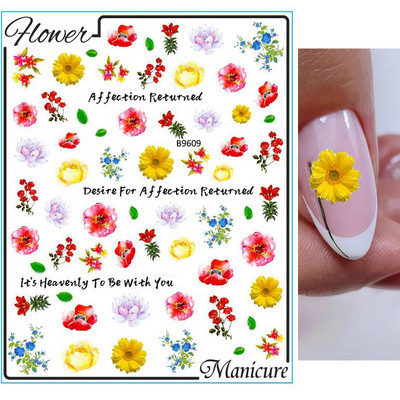 Nail Art Flower Daisy Embossed Stickers Glisoare pentru unghii Decalcomani Daisy Alb Florale Petale Flori Lipici pe spate Autocolant pentru unghii Decorare