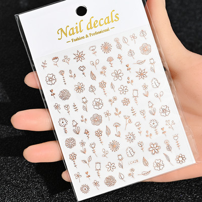Nail Art Flower Daisy Embossed Stickers Glisoare pentru unghii Decalcomani Daisy Alb Florale Petale Flori Lipici pe spate Autocolant pentru unghii Decorare