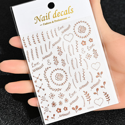 Nail Art Flower Daisy Embossed Stickers Glisoare pentru unghii Decalcomani Daisy Alb Florale Petale Flori Lipici pe spate Autocolant pentru unghii Decorare