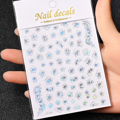 Nail Art Flower Daisy Embossed Stickers Glisoare pentru unghii Decalcomani Daisy Alb Florale Petale Flori Lipici pe spate Autocolant pentru unghii Decorare