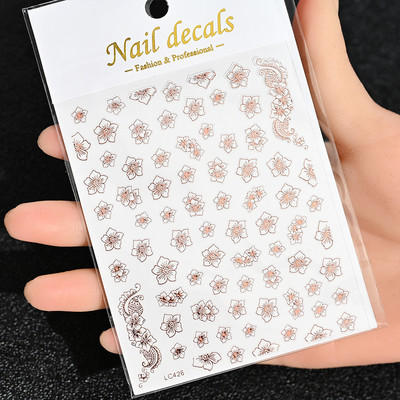 Nail Art Flower Daisy Embossed Stickers Glisoare pentru unghii Decalcomani Daisy Alb Florale Petale Flori Lipici pe spate Autocolant pentru unghii Decorare