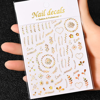 Nail Art Flower Daisy Embossed Stickers Glisoare pentru unghii Decalcomani Daisy Alb Florale Petale Flori Lipici pe spate Autocolant pentru unghii Decorare