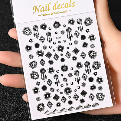 Nail Art Flower Daisy Embossed Stickers Glisoare pentru unghii Decalcomani Daisy Alb Florale Petale Flori Lipici pe spate Autocolant pentru unghii Decorare