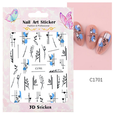 Nail Art Flower Daisy Embossed Stickers Glisoare pentru unghii Decalcomani Daisy Alb Florale Petale Flori Lipici pe spate Autocolant pentru unghii Decorare