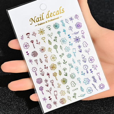 Nail Art Flower Daisy Embossed Stickers Glisoare pentru unghii Decalcomani Daisy Alb Florale Petale Flori Lipici pe spate Autocolant pentru unghii Decorare