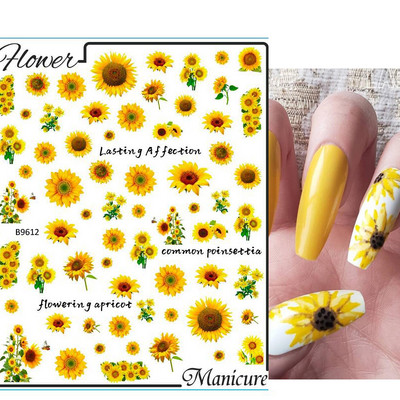 Nail Art Flower Daisy Embossed Stickers Glisoare pentru unghii Decalcomani Daisy Alb Florale Petale Flori Lipici pe spate Autocolant pentru unghii Decorare