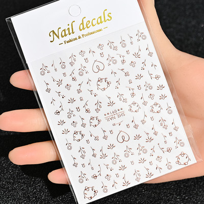 Nail Art Flower Daisy Embossed Stickers Glisoare pentru unghii Decalcomani Daisy Alb Florale Petale Flori Lipici pe spate Autocolant pentru unghii Decorare