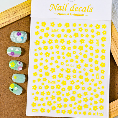 Nail Art Flower Daisy Embossed Stickers Glisoare pentru unghii Decalcomani Daisy Alb Florale Petale Flori Lipici pe spate Autocolant pentru unghii Decorare