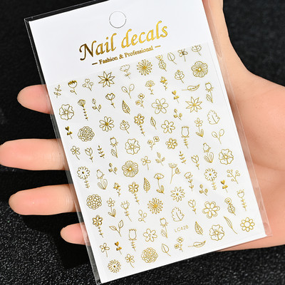 Nail Art Flower Daisy Embossed Stickers Glisoare pentru unghii Decalcomani Daisy Alb Florale Petale Flori Lipici pe spate Autocolant pentru unghii Decorare