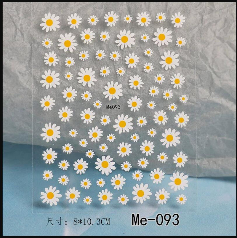 Nail Art Flower Daisy Embossed Stickers Glisoare pentru unghii Decalcomani Daisy Alb Florale Petale Flori Lipici pe spate Autocolant pentru unghii Decorare