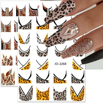 Стикери за нокти с леопардов принт Френски стикери за нокти Стикери за нокти пеперуда Зебра Геометрични устни Дизайн на нокти Направи си сам декорации за нокти