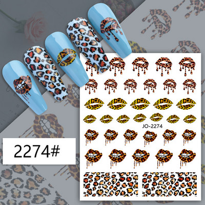 Leoparda apdrukas nagu mākslas uzlīmes franču nagu uzlīmes tauriņš nagu uzlīmes Zebra ģeometriskās lūpas nagu dizains DIY nagu dekorācijas
