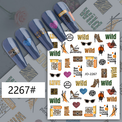 Leoparda apdrukas nagu mākslas uzlīmes franču nagu uzlīmes tauriņš nagu uzlīmes Zebra ģeometriskās lūpas nagu dizains DIY nagu dekorācijas