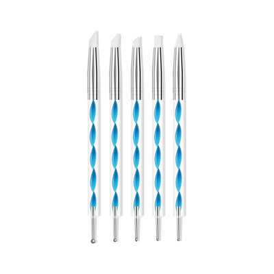 5gab Divu galu silikona galviņas punktēšanas rīki jaukta izmēra reljefs gleznojums zīmēšanas pildspalva manikīra rīki