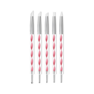 5gab Divu galu silikona galviņas punktēšanas rīki jaukta izmēra reljefs gleznojums zīmēšanas pildspalva manikīra rīki