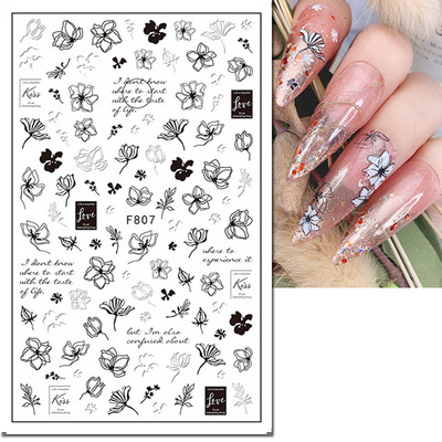 3d Naljepnice za nokte Ljeto Tropsko kokosovo stablo Palme Lišće Ljepljivi klizači Naljepnice za nokte Ukrasi za vrhove noktiju Ljepota