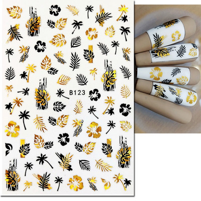 3d Naljepnice za nokte Ljeto Tropsko kokosovo stablo Palme Lišće Ljepljivi klizači Naljepnice za nokte Ukrasi za vrhove noktiju Ljepota